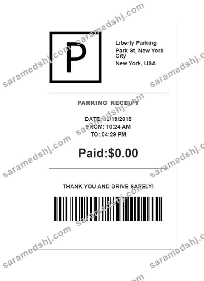 LIBERTY PARKING receipt